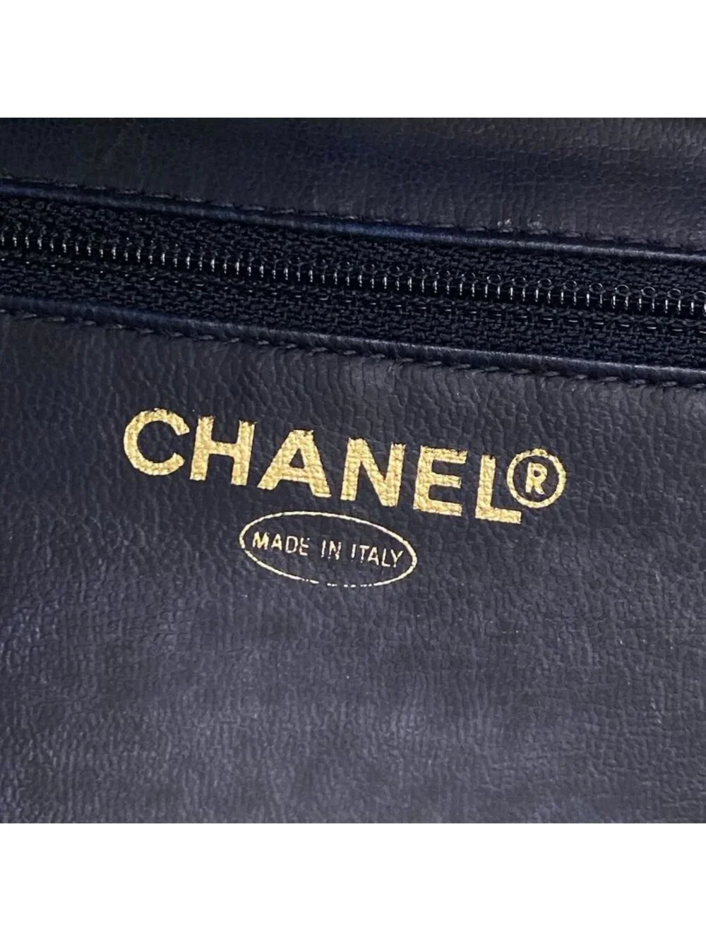Chanel Vanity Bag Blue CC Logo Gold